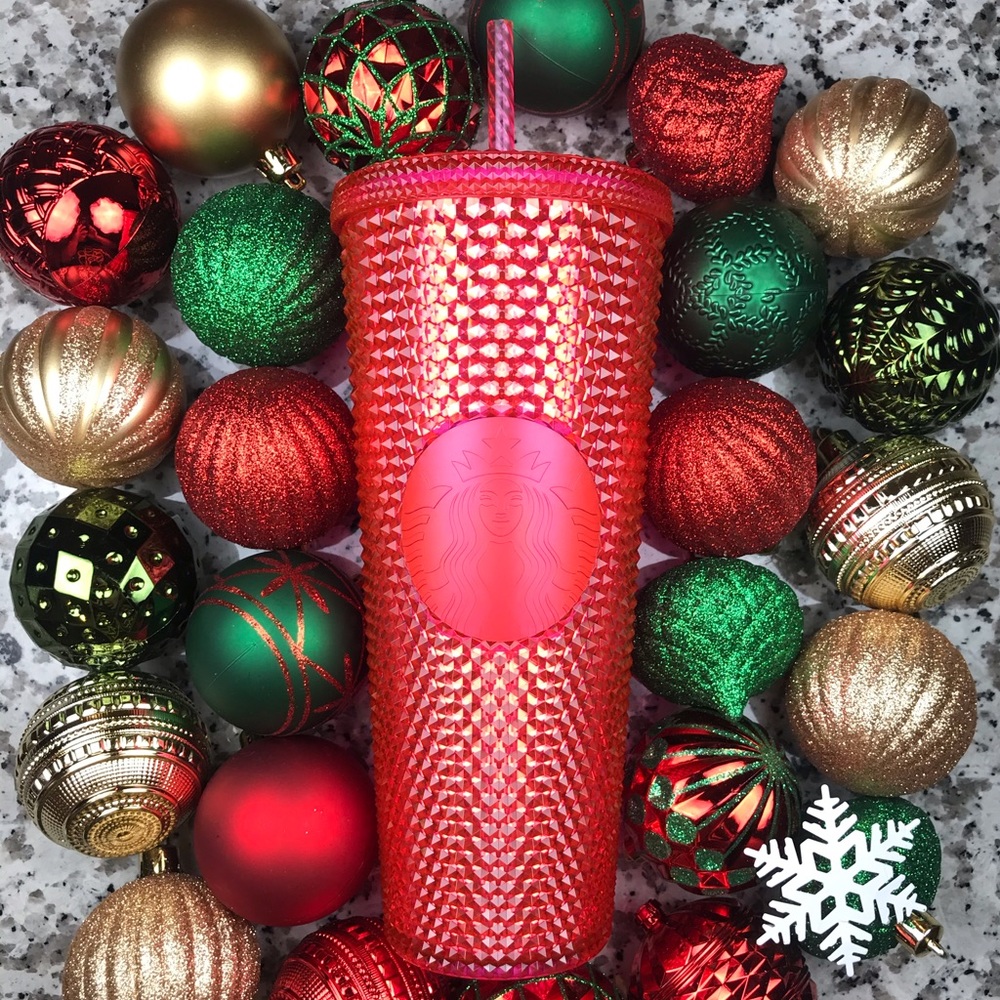 NWT! Starbucks Hot Pink Studded Tumbler & Straw!💖